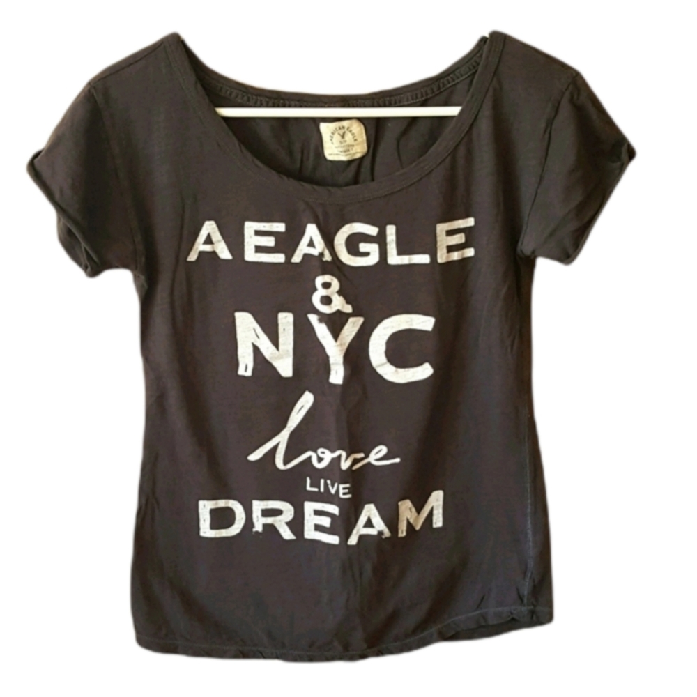 AMERICAN EAGLE Black and White Vintage Tee